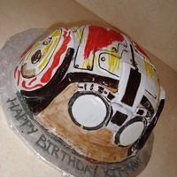 Pod Racer Helmet This is an Anakin Skwalker pod racer helmet cake. Very fun to do! Chocolate cake with chocolate mousse.