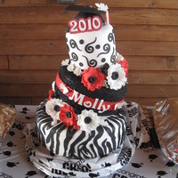 Topsy Turvy Graduation Cake I made this cake for my sister's high school graduation picnic. School colors are red, white and black. My husband made a PVC stand to...