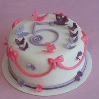 Butterfly Birthday Cake This was a fun cake to make the bows are done with the first impressions bow mold and the butterflies are done with the PME butterfly...