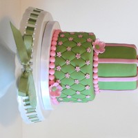 Sage And Pink Cake 6 inch and 4 inch. First time quilting, easier than I thought. Heavenly pumpkin pice cake with tree layers of pumpkin cream cheese filling...