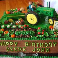 3D Sugar John Deere Cake I was asked to make a cake for my dads 71st Birthday. He collects John Deere tractors and uses them on his farm. I created him and I on one...