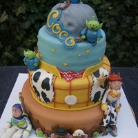 Toy Story 3 What if you're crazy about Toy Story 3,you make a cake of it,with all the figures from the movie,all handmade,Woody,Buzz,Jessie,aliens...