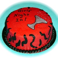 Girls' Night In Cake made for a bachelorette party, where the girls were partying at home, rather than going out. Lemon cake with raspberry filling. All...