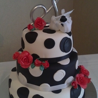Wedding Cake Wedding cake with polka dots and red roses, inspiration from the movie "Because I said So". Top tier Strawberry, middle tier...