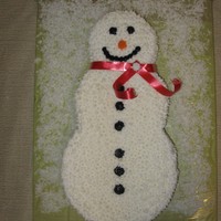 Snowman Birthday Cake This is all buttercream with the exception of the scarf. It is a 10", an 8", and a 6". It has coconut sprinkled around the...
