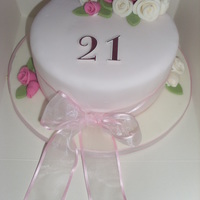 Cream And Pink 21St Cake Made this cake for my own birthday, I love anything pink and pretty, so I designed a pastel themed cake with my fave flowers on it.