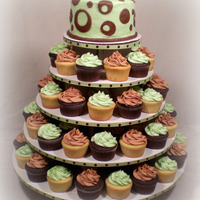 Green & Brown Cupcake Tier First time doing a cupcake tier, first time covering a cake with fondant decorations, second time using the Vivia smoothing method for the...