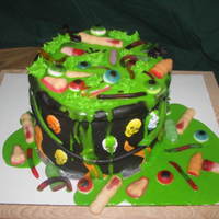 Witch's Brew 3 layer cake with green ganache...everything is edible