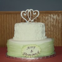 Bridal Shower Cake Did this cake for a bridal shower this weekend. Bottom tier covered in fondant and wrapped in tulle. Top tier was supposed to resemble the...