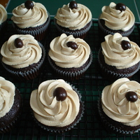 Mocha Cupcakes Mocha Cupcakes with espresso buttercream frosting topped with a chocolate covered coffee bean