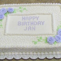 Birthday Sheet Cake My first sheet cake. I had some problems with the icing so I covered it with Cornelli lace to hide the defects :-) My first time doing that...