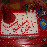 Happy New Year/birthday Cake Happy New Year/Happy Birthday Cake for Erik, who was born January 1!!! Square, 9x13, 2 layer strawberry cake with buttercream filling....