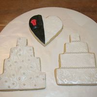 Wedding Cookies These are basic sugar cookies with fondant icing.