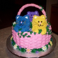 Kittens In A Basket I did this for my Mom's 70th birthday. She's loves kittens/cats so I knew she would love this. All buttercream with a few fondant...