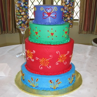 Ukrainian Themed Engagement Cake All BC, I was given a picture of various Ukrainian Easter Eggs and told to design an engagement/wedding cake. Three flavors inside-...
