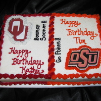 A Birthday Cake Divided BC with laminated images. Made for an office birthday celebration where the two teams are major rivals!