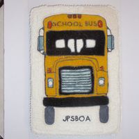 Bus Cake Cake I made for a event for bus drivers. It was a single yellow 12 x 18 sheet cake. Buttercream icing .