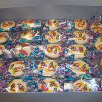 Gabriel's Cuppies Vanilla cuppies, filled with Chocolate for my sons class. BC icing with organic sugar topping (its not as fine as granulated). My son made...