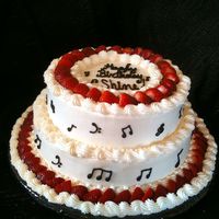 Strawberry Flavored Tune:) I was asked to do a strawberry cake with real strawberries... oh yeah and music notes.