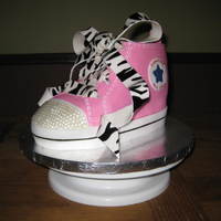 Pink High-Top Sneaker This cake was copied from keychain sneaker created by a boutique owner.
