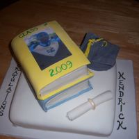 Graduation Cake This cake was for a relative of a co-worker. The base is 12" square, and the 2 books are make from a 9 x 13 (split in half). I baked...