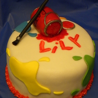 Art Themed Birthday Cake Small cake for a little girl turning 3. The mom did an art themed birthday and I also made WASC raspberry filled cupcakes and brought...