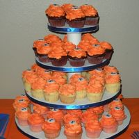 Monogram Cupcakes Red velvet with cream cheese, strawberry with a chocolate filling and vanilla. Some of them have a monogram topper made from fondant.