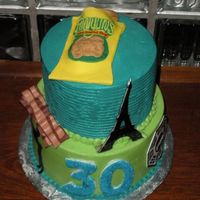 30Th Birthday Cake Made for my friend's 30th birthday. I included her favorite things: bacon, Lost, funyuns, etc.