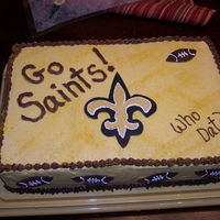 Saints Superbowl Party Cake This was done for a Superbowl party at my daughter's school. Buttercream with fondant decorations.