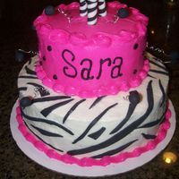 Sweet 16 Zebra Cake Sweet 16 Birtday cake done for a friend of my parent's daughter. Butter cream with fondant accents. I found the ideas of the candels...
