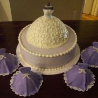Wedding Dress Bridal Shower Cake Buttercream with fondant bridesmaids cakes