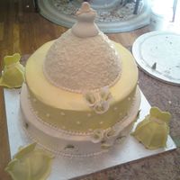 Wedding Dress For A Bridal Shower I made this cake for a Bridal Shower. It is made with buttercream with fondant lilies