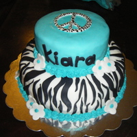 Turquoise And Zebra Print Made for a girl turning 14. I incorporated all of her favorite things.