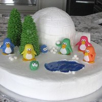 Club Penguin Cake Iced in buttercream with fondant figures