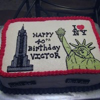 New York My friend was surprising her hubby with a trip to NY for his 4oth birthday and wanted the cake to represent the surprise gift