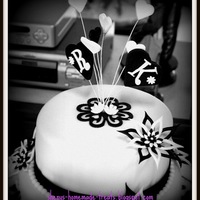 Black And White Engagement Cake This was my 1st 2-tier fondant cake. 10''+8" choc marble pound cake. Thanks for viewing.