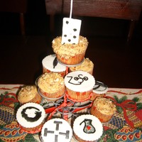 Hunk Of Love Cupcakes! these are banana nut cupcakes with a dark chocolate center and peanut butter frosting, found the recipe online, my first cupcakes ever but...