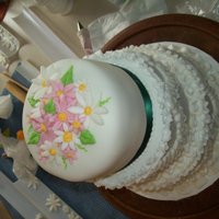 One Of My First Teired Cakes! This was just a practice cake! It didn't turn out great but I like it! :)