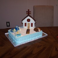 Nephew's Christening Cake Church & Baby. This was the first time I made a cross out of sugar. I tried to replicate it for my goddaughter's christening, but...