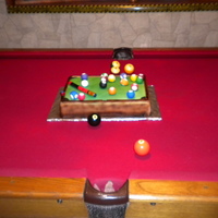 Pool Table 30th Birthday Pool Table Cake - two layer sheet cake with icing & fondant. Pool balls are made out of jaw breakers covered in fondant....