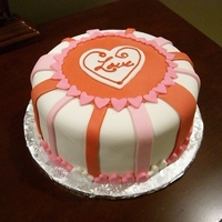 Valentine's Day Cake for Valentines Day Carnival cake walk. The red did not come out a dark as I would have like, but I think it came together.