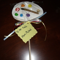 Artist Palette Cookie My son didn't want to give his art teacher that is a man a flowered cookie bouquet for Teacher's Appreciation Day, so I came up...