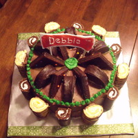 Snack Cake Bday Cake Round cake decorated in customers fav. snack cakes. Her name was Debbie So I made appropriate sign for it.