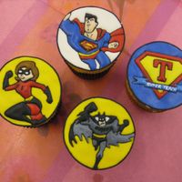 Color Flow Super Hero Cupcake Toppers Made for a teacher appreciation event. Took WAY too long to make :-) Had to lay the toppers flat on cupcakes in order to box them...had...