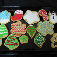 Christmas/holiday Cookies Sugar cookies covered with colorful royal icing and/or buttercream frosting.