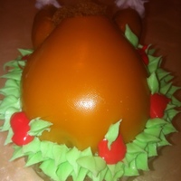 Turkey Cupcake Cupcake is spice cake...top with cream cheese frosting then covered it with caramel candy for turkey..legs are made of pretzels sticks...