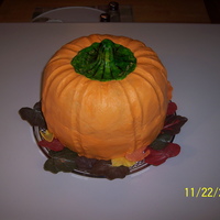 Pumpkin Cake Inspired by others here, Pumpkin Spice cake, frosted in BC, chocolate leaves.