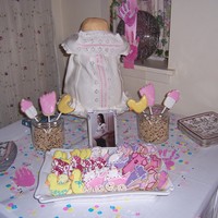 Baby Gown A baby shower I threw for my sister in law. Cookies are sour cream cookies with Royal icins. the cake is Three 8"rounds topped with...