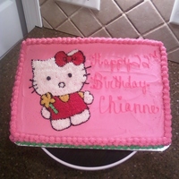 Hello Kitty Red Velvet cake w/ buttercream icing. The "Hello Kitty" is free handed.