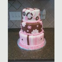 Chocolate And Pink Baby Shower Cake This cake was inspired by user: Toni4006. Although the inspiration was much more detailed, I was pleased with my version. It is fondant...